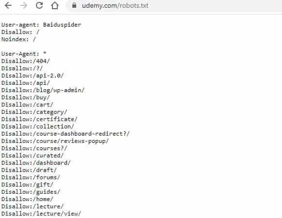Udemy robots.txt