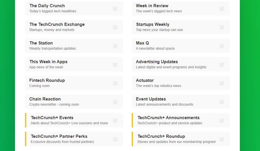 Techcrunch newsletter