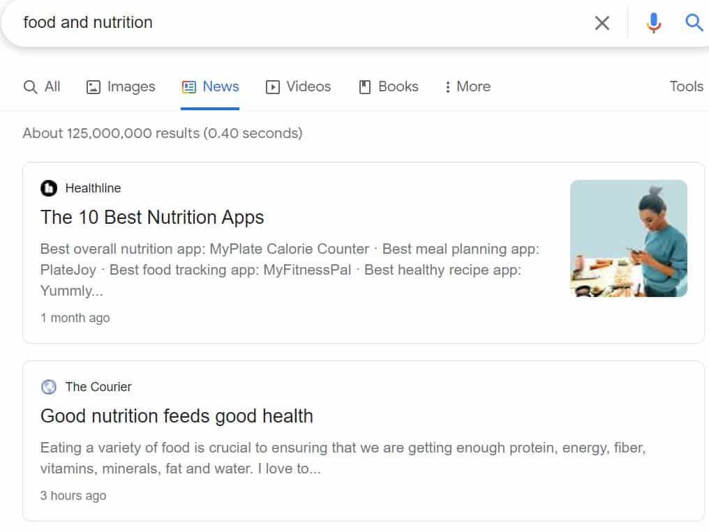 Google News - food and nutrition