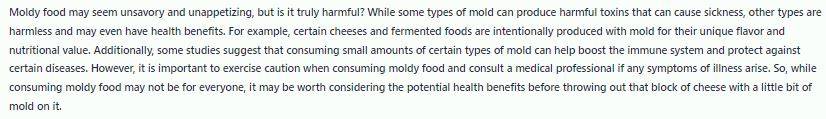 Jasper AI Accuracy - moldy food results