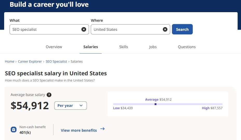 indeed - SEO specialist salary - best skills to learn to make money
