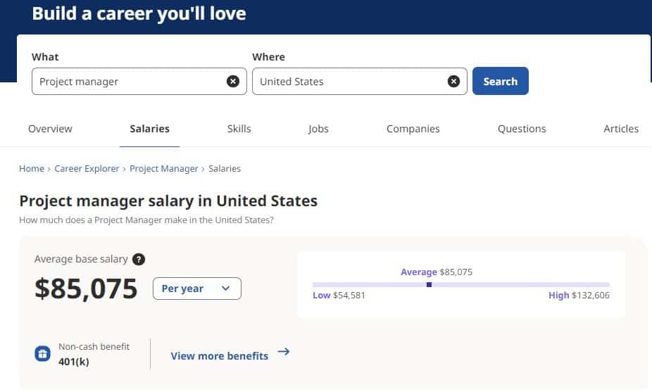 indeed - project manager salary