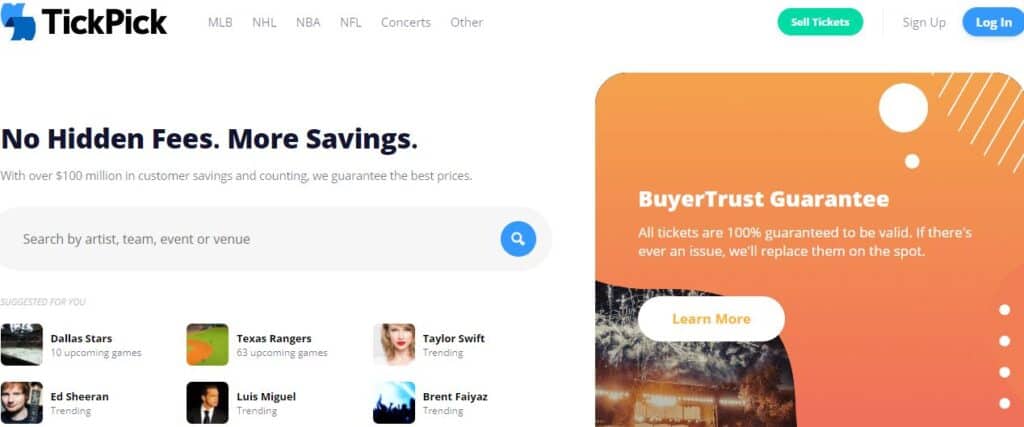 TickPick - ticket resale sites with buyer protection