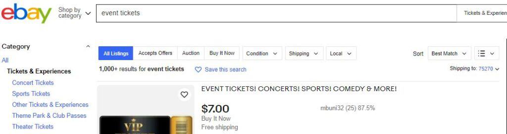 ebay - cheapest ticket resale site