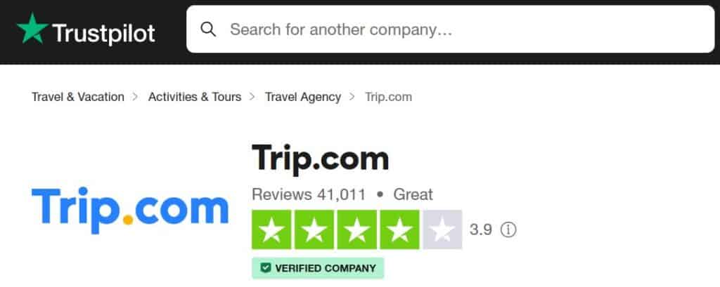 trip.com reviews - trip.com trustpilot rating