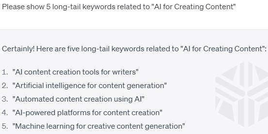 Long Tail Keywords - how to use chatgpt for writing