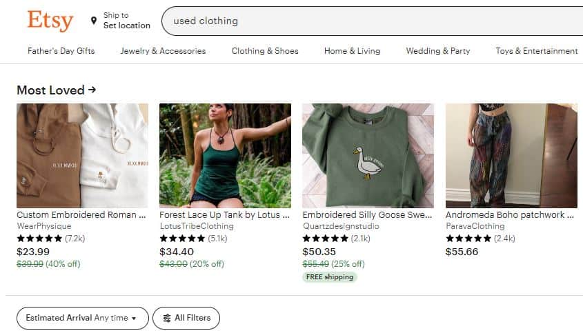 etsy - best platforms for selling clothes