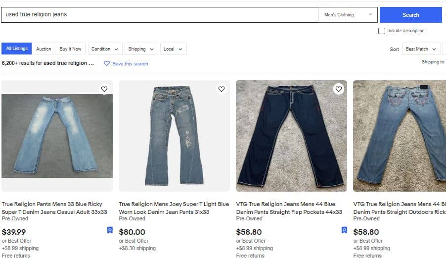 used True religion-selling used clothes online
